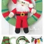 Crochet Santa Christmas Wreath Free Pattern Weihnachten, Stricken,  Feiertage, Kranz Häkeln, Schneemann