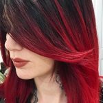 Schwarz Rot Ombre Haarfarbe