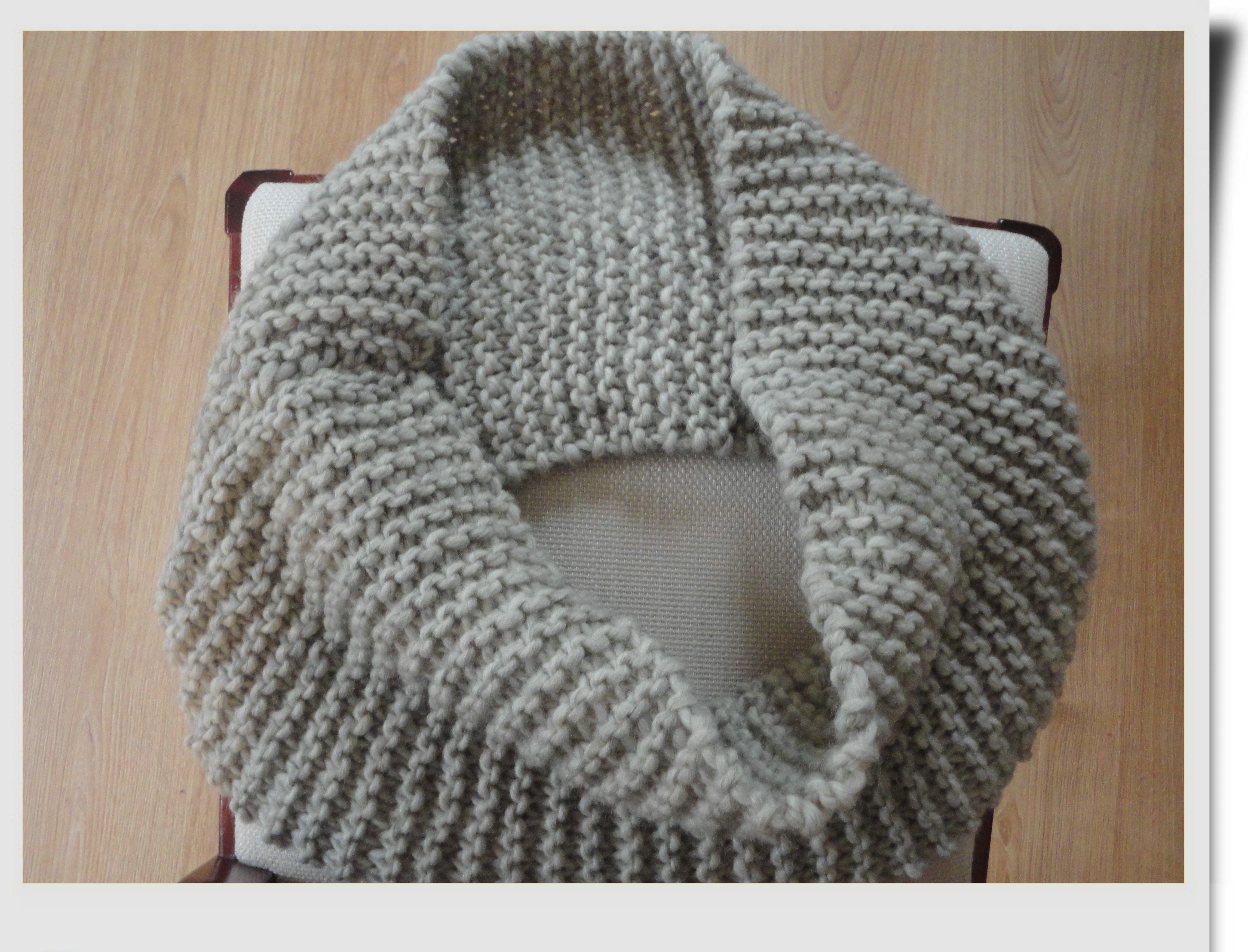 #19 Garter-stitch infinity scarf made with flat knitting Infinity Schal  Strickmuster, Strickhaubenschal