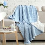 IDouillet Winter Super Warm Doppel Schicht Kabel Stricken Baumwolle Bett  Decke mit Weiß Sherpa Werfen Sofa