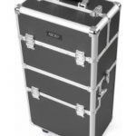 Abody Rolling Makeup Box Cosmetic Train Case Lockable Makeup Storage Case  Extendable Cosmetic Box, Silver