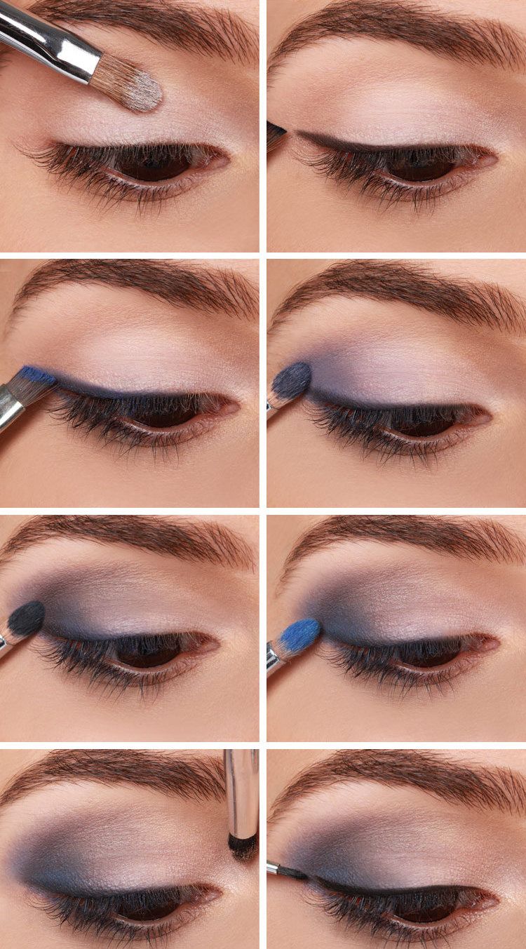 smokey eyes schminken für braune Augen lila blau grau #beauty #makeup