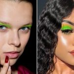 women with neon green eye shadow