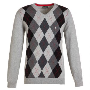 Golf Pullover mit V-Ausschnitt und Argyle-Muster