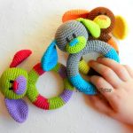 Baby toy Rattle Teething baby toy Grasping Teething Crochet Toys Dog