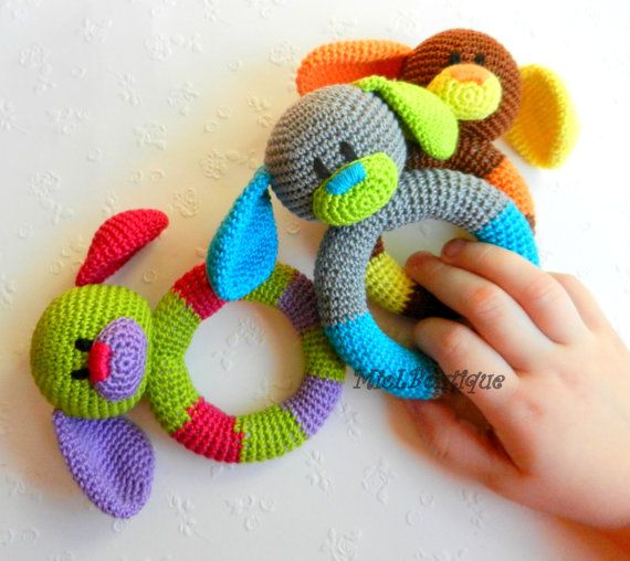 Baby toy Rattle Teething baby toy Grasping Teething Crochet Toys Dog