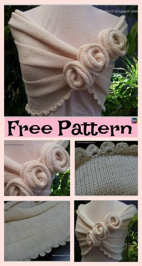Beautiful Knit Rose project – Free Patterns #freeknittingtpattern #rose  #capelet #homedecor