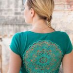 Smaragd Grün T-shirt Upcycled Jahrgang häkeln Deckchen zurück Trikot T-shirt-Größe  M-L