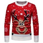 CHyaog Unisex Strickpullover Christmas Pullover Herren Weihnachten Sweater Weihnachtspullover  Strickmuster Strickpulli (01_Rot, Large)