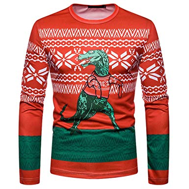 FRAUIT Weihnachten Herren Spoof Druck Pullover Hemd Strickpullover Ugly  Christmas Sweater Neuheit Dinosaurier Faultier Katze Strickmuster