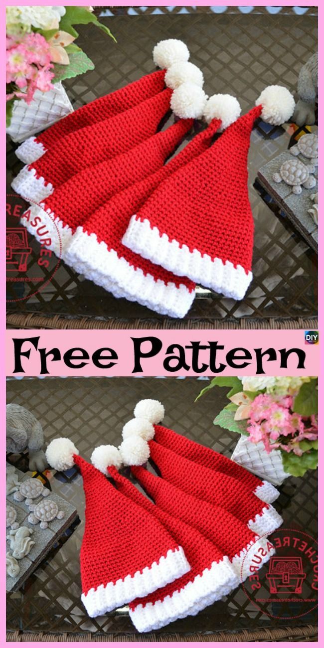 10 Crochet Christmas Hats - Free Patterns