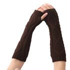 Women Knit  Protection Arm Warm Long Sleeves Fingerless Stretchy Gloves Mittens ...
