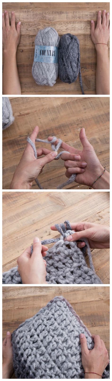 Kostenlose Anleitung: Kissen mit den Fingern häkeln / free diy crocheting tutor…