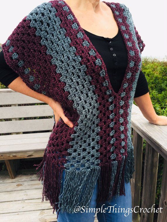 Simple Crochet Poncho pattern, Easy crochet poncho top, Granny Stitch poncho, Easy women’s sweater pattern, Misty Morning Poncho Top