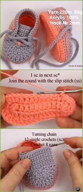 Crochet Sneaker Slipper Booties Free Patterns & Paid Baby Shoes   - Lili - #baby...