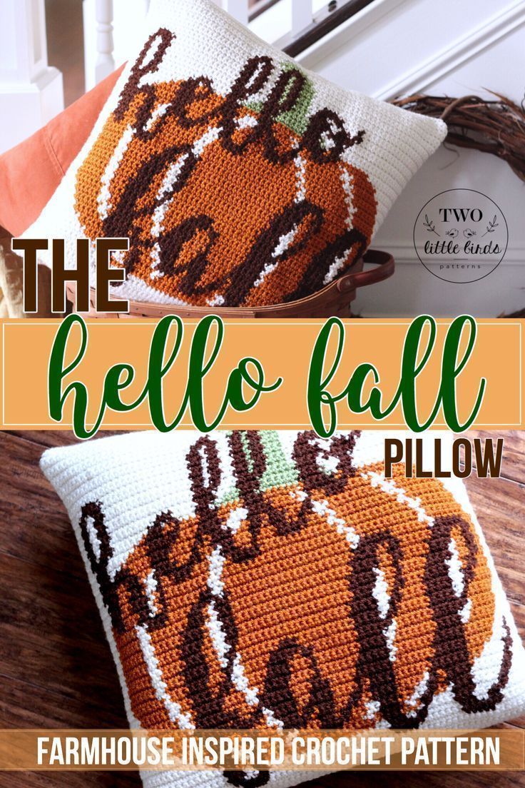 Fall crochet pillow pattern, crochet pillow cover, crochet pumpkin pillow tutorial, autumn home decor, rustic fall decor, HELLO FALL PILLOW