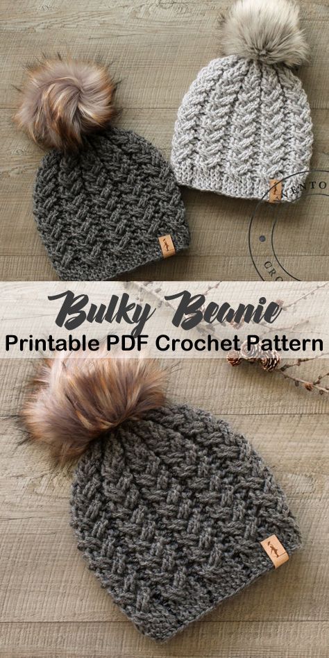 Make a cozy hat. bulky hat crochet patterns- winter hat crochet pattern- amorecr...
