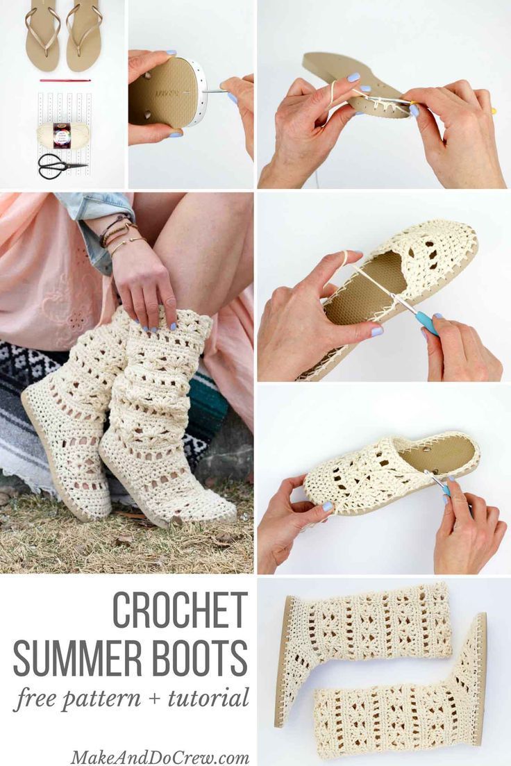 Lacy Crochet Boots Pattern For Adults (Made with Flip Flops