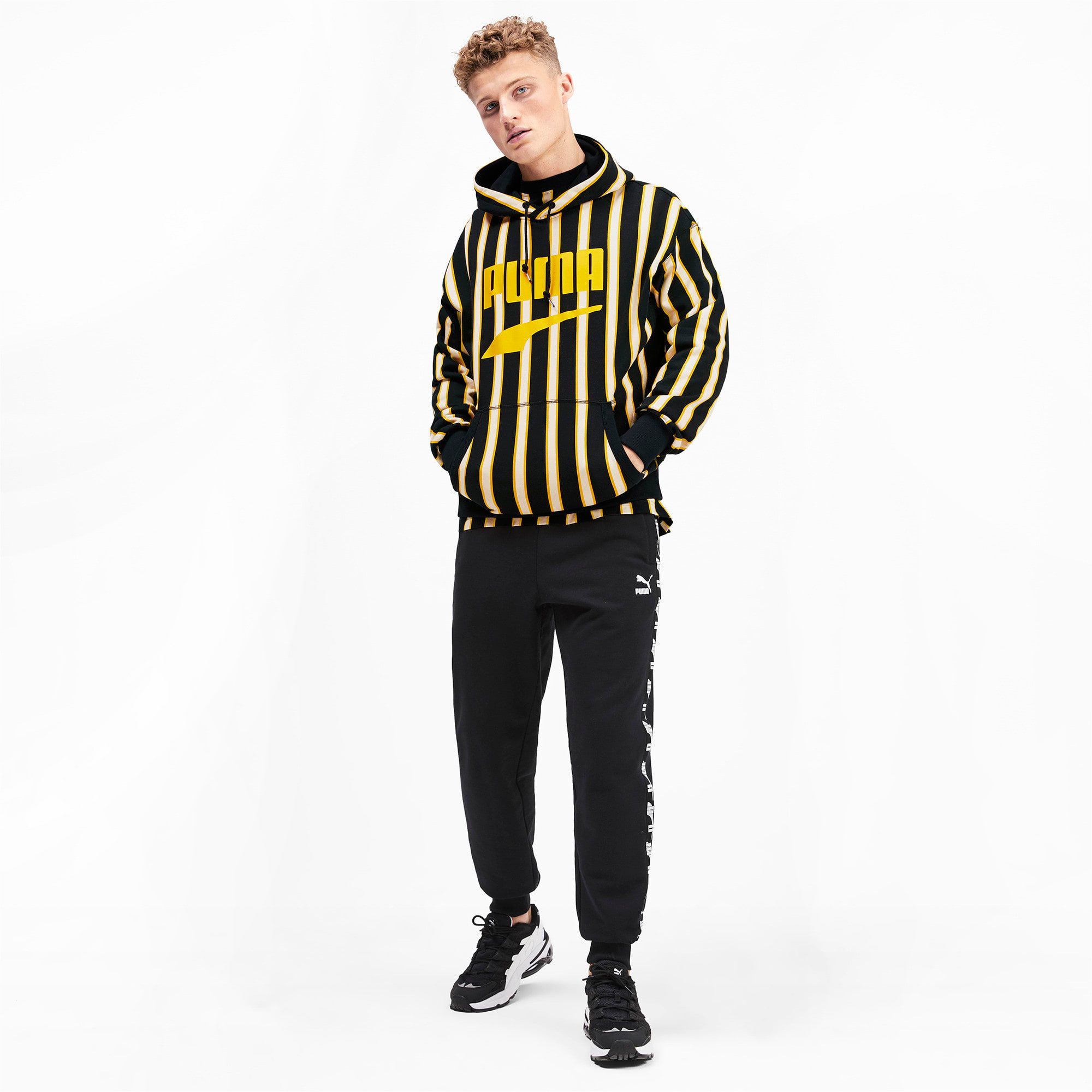 PUMA Downtown Po Graphic Men's Hoodie in Black/AOP size X Small