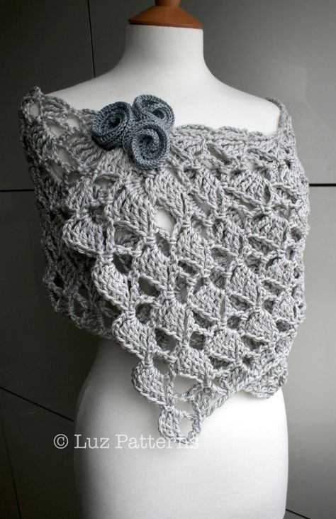 Crochet pattern, Summer Evening wrap crochet pattern (145) Flowers pattern included