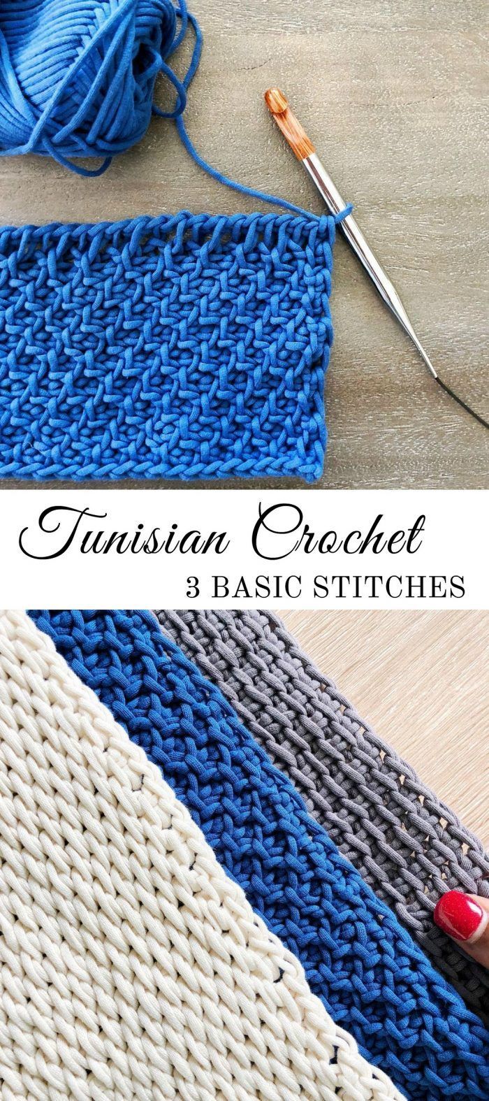 3 Basic Tunisian Crochet Stitches