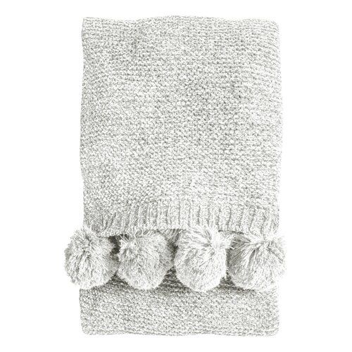 Andres Knitted Pom Pom Chenille Throw August Grove Colour: Cream