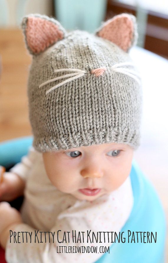 Baby Cat Hat KNITTING PATTERN  //  Cat Ear Hat Pattern   //   Baby Knit Hat Pattern with Cat Ears