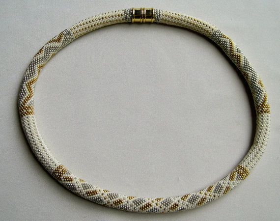 Bead Crochet Necklace Pattern:  Silver Threads and Golden Needles