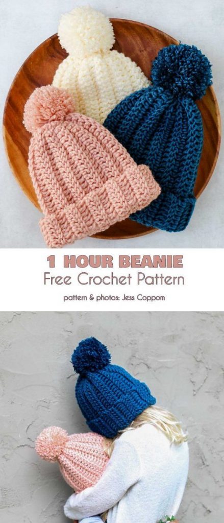 One Hour Chunky Crochet Beanie Easy Free Pattern And Video Tutorial