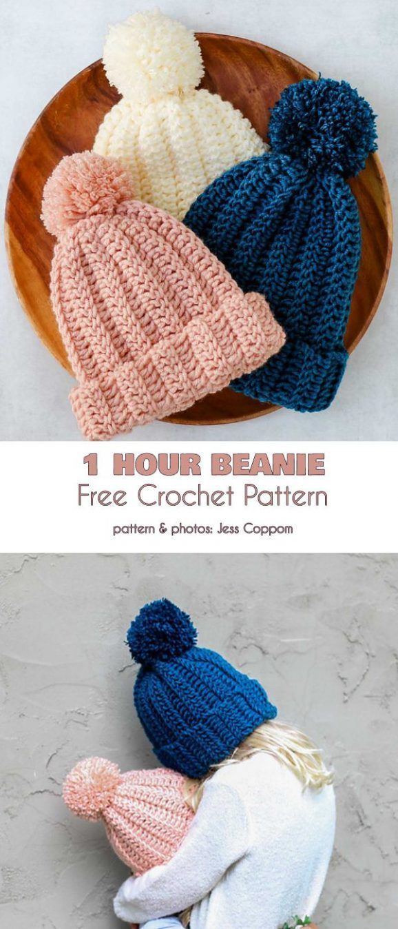 Beanies in Under an Hour Free Crochet Patterns #crochethats 1 Hour Beanie Free C…