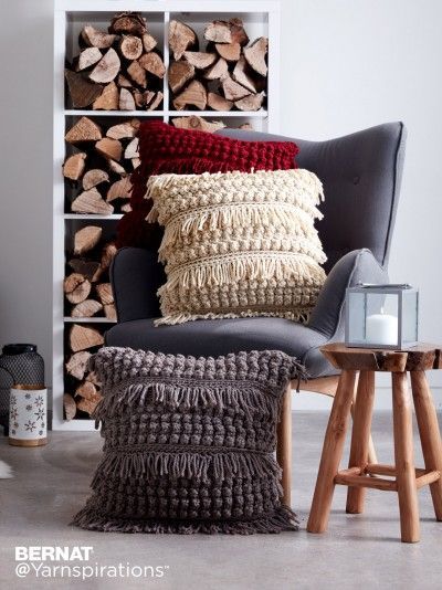 Bernat Tassel and Texture Crochet Pillow Free Pattern