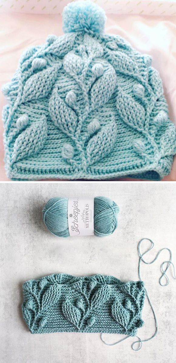 CROCHET PATTERN – BEANIE WITH LEAVES