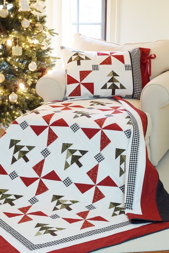 Christmas Quilt Patterns PDF and FREE Pillow Sham Pattern Easy Christmas Tree Quilt Pattern