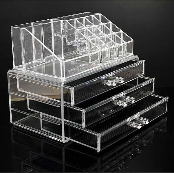 Clear Acrylic 3 Drawers Cosmetic Makeup Display Storage Table Organiser