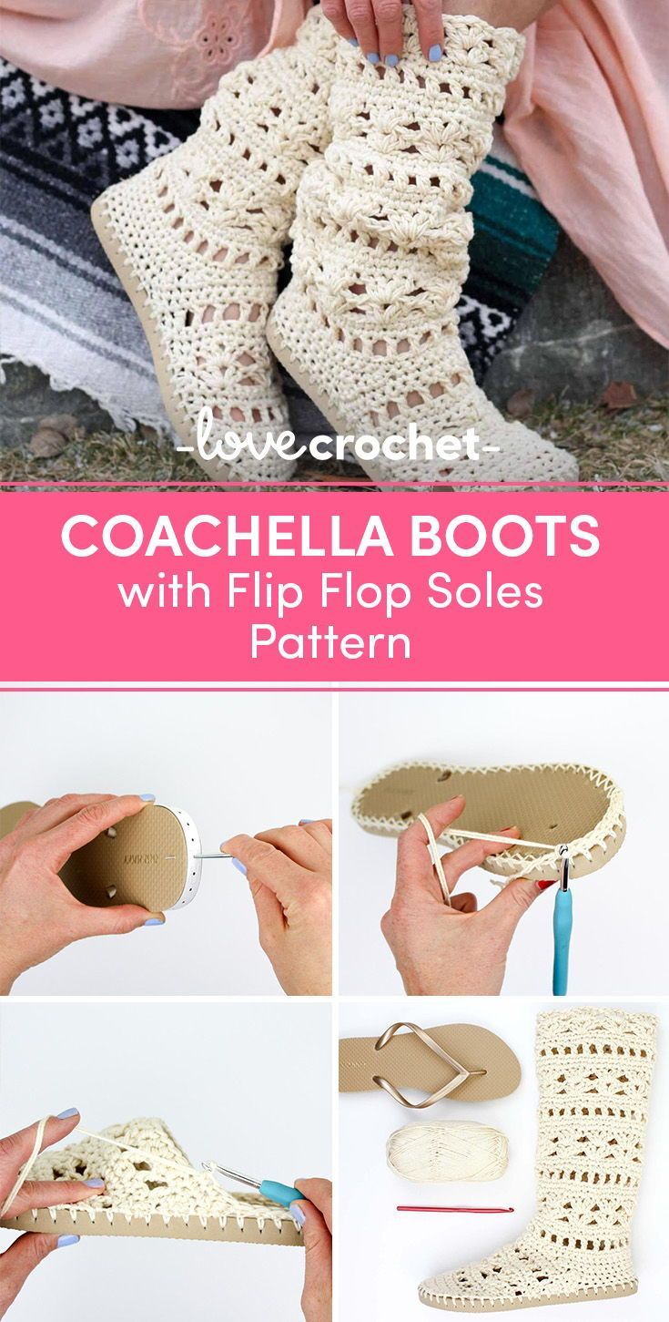 Coachella Boots with Flip Flop Soles Crochet pattern by Jess Coppom Make & Do Crew