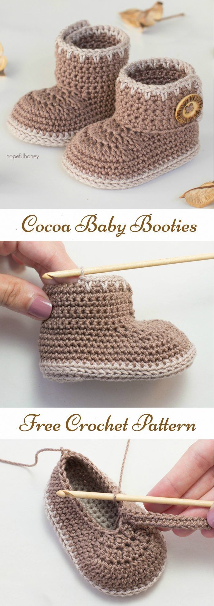 Cocoa Baby Booties Free Crochet Pattern - Crochet and Knitting Patterns