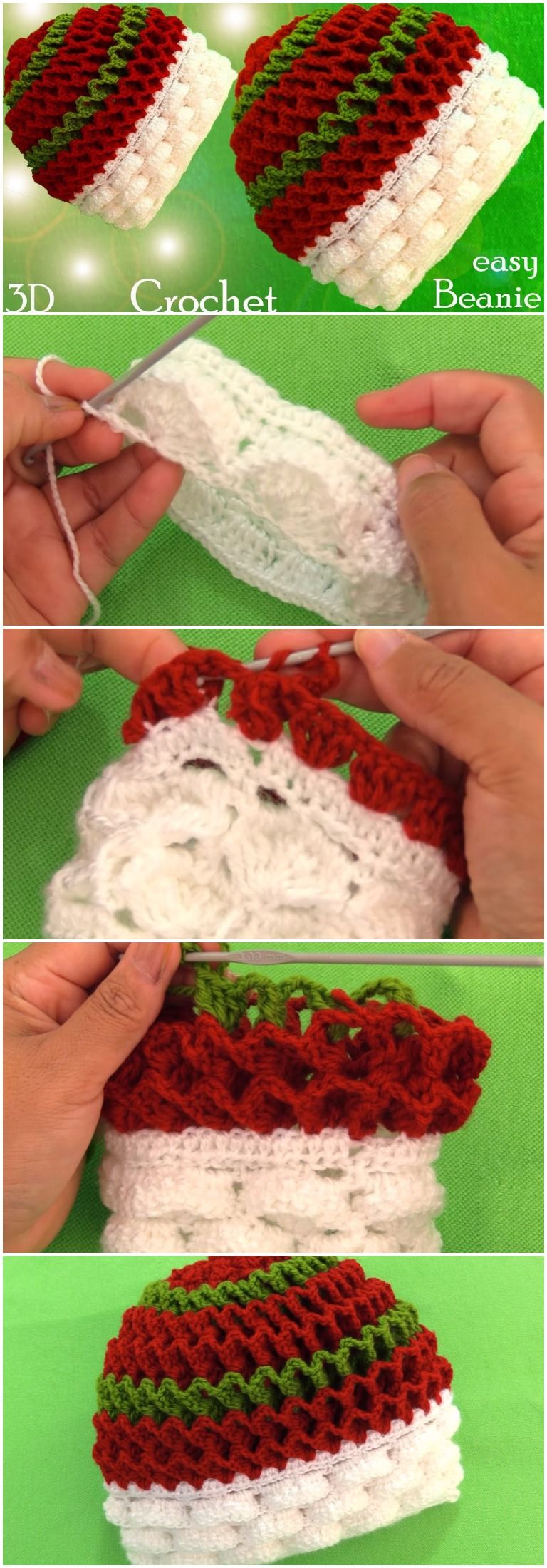 Crochet 3D Beanie Hat Marshmallow Stitch