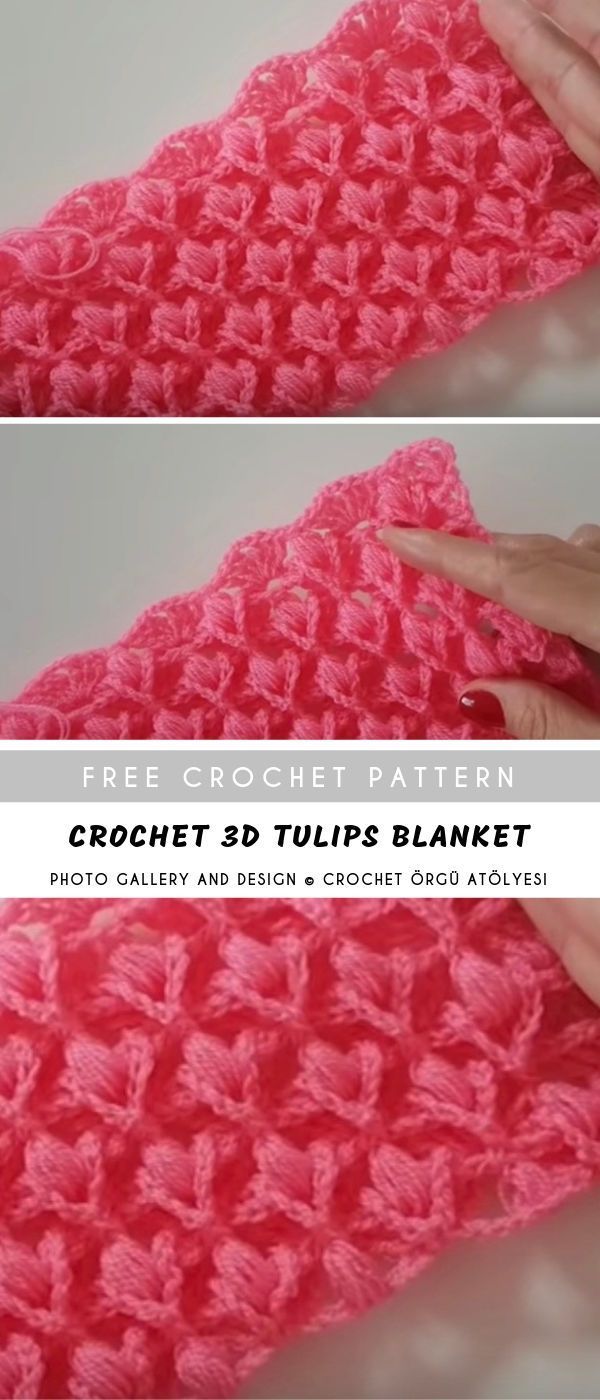 Crochet 3D Tulips Blanket