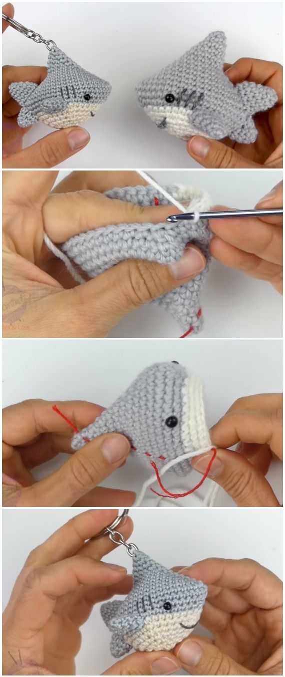 Crochet Amigurumi Shark Keychain