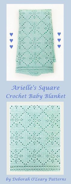 Crochet Baby Blanket Pattern – Arielle’s Square – Easy Granny Square – Pattern by Deborah O’Leary Patterns