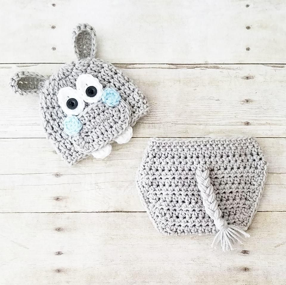 Crochet Baby Hippo Hat Beanie Diaper Cover Set Infant Newborn Baby Handmade Photography Photo Prop Baby Shower Gift
