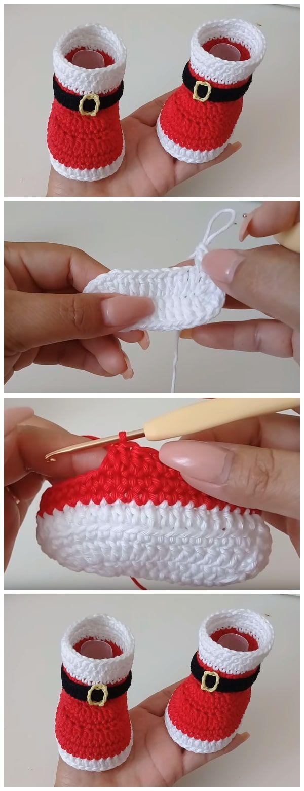 Crochet Baby Santa Boots - Learn to Crochet - Crochet and Knitting Patterns