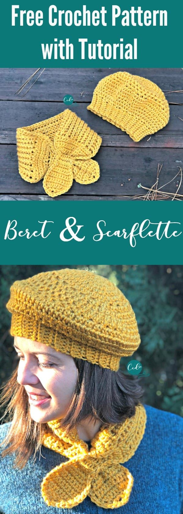 Crochet Beret and Scarflette Set Free Pattern