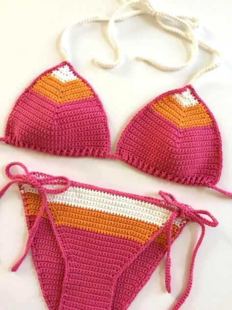 Crochet Bikini Pattern - Brazilian Cut, Boho Crochet Bikini - Easy Bathing Suit - Cheeky Bikini - Pattern by Deborah O'Leary Patterns