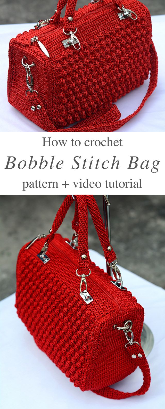 Crochet Bobble Stitch Handbag Pattern | CrochetBeja