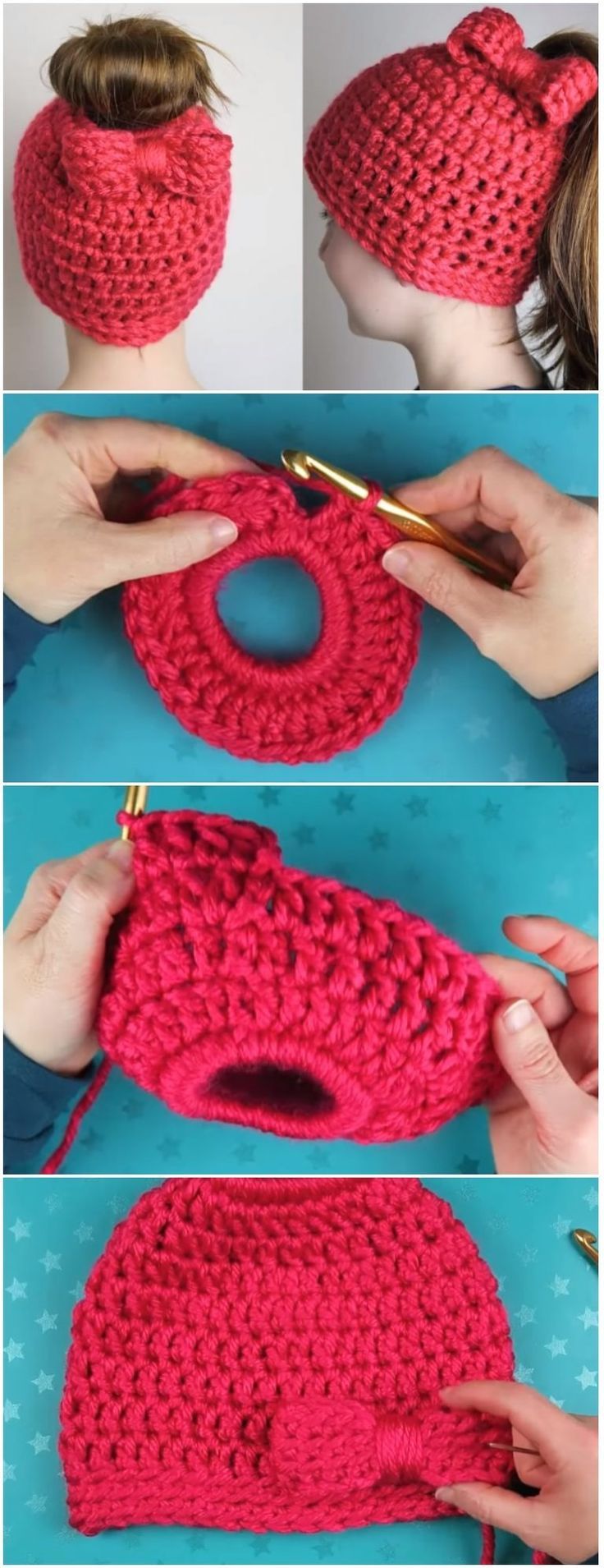 Crochet Bun Beanie Pattern