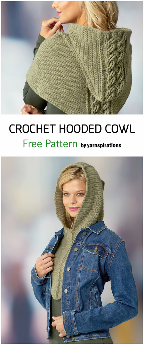 Crochet Cabled Hooded Cowl – Free Pattern