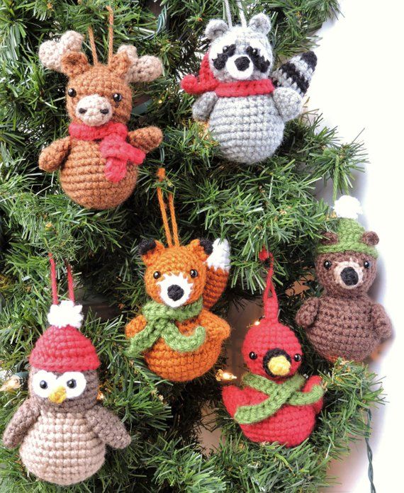 Crochet Christmas Ornament Pattern, Woodland Animal Crochet Pattern, Crochet Christmas Pattern, Amigurumi Christmas Pattern, Animal Ornament
