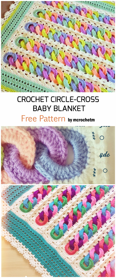 Crochet Circle – Cross Rainbow Baby Blanket – Free Pattern