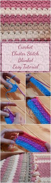 Crochet Cluster Stitch Babydecke Easy Tutorial  Einfache & Free Video #designing…